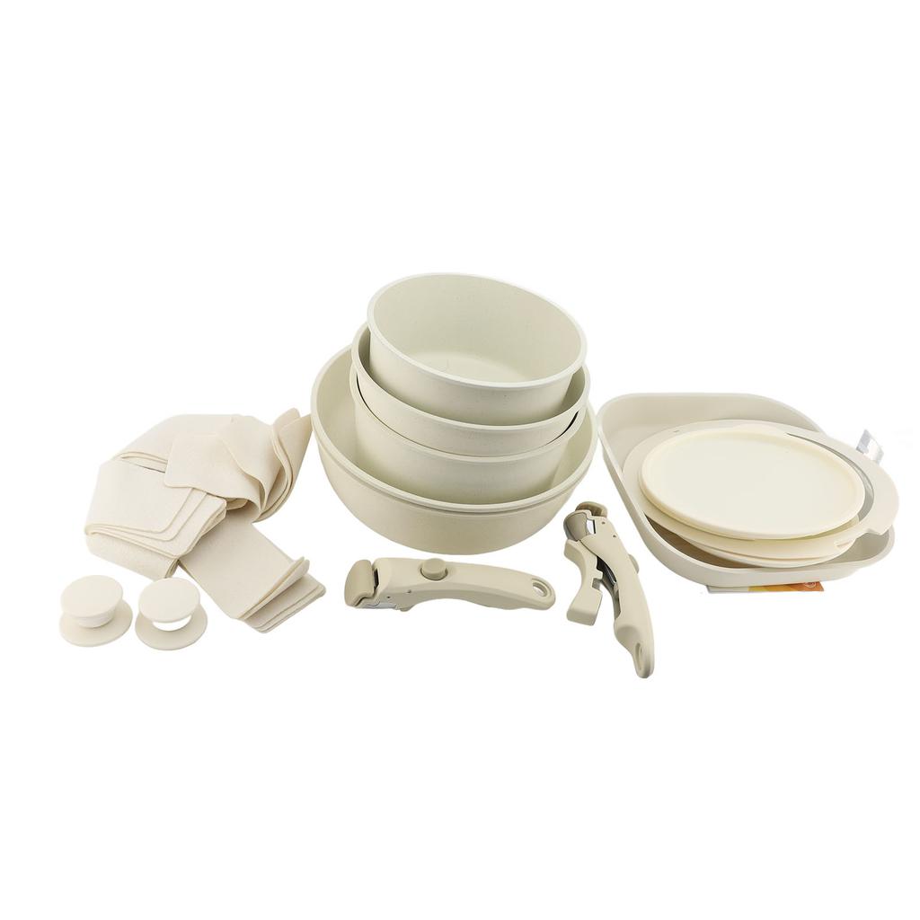 Töpfe und Pfannen Set Antihaft Induktion Küchenkochgeschirr Set mit abnehmbaren Griffen zum Kochen Braten Kochen Schmoren