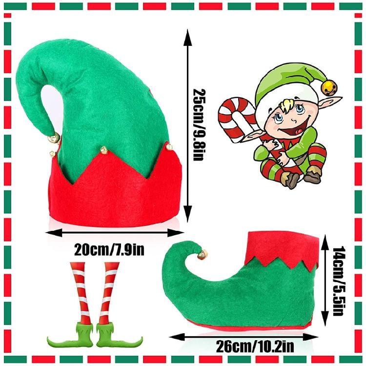 Parent-child Christmas Elf Candy Shoes Hat Christmas Holiday Fancy Dress Parties
