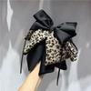 Leopard Satin Bow Claw Hair Clip: Retro High-End Ponytail 2025 Headwear