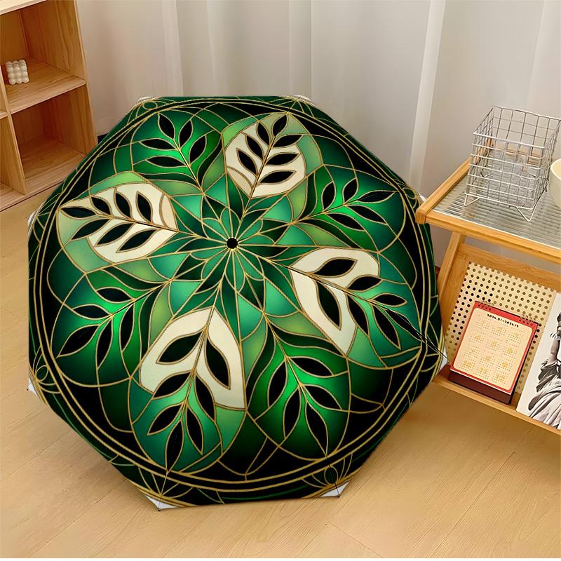 

Golden Framed Blue Geometric Pattern Printed umbrella windproof folding umbrella portable sun and rain umbrella suitable for gifting