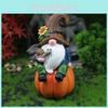Pumpkin Sitting Dwarf Resin Decoration Snail In Hand With Hat Design For Gifts