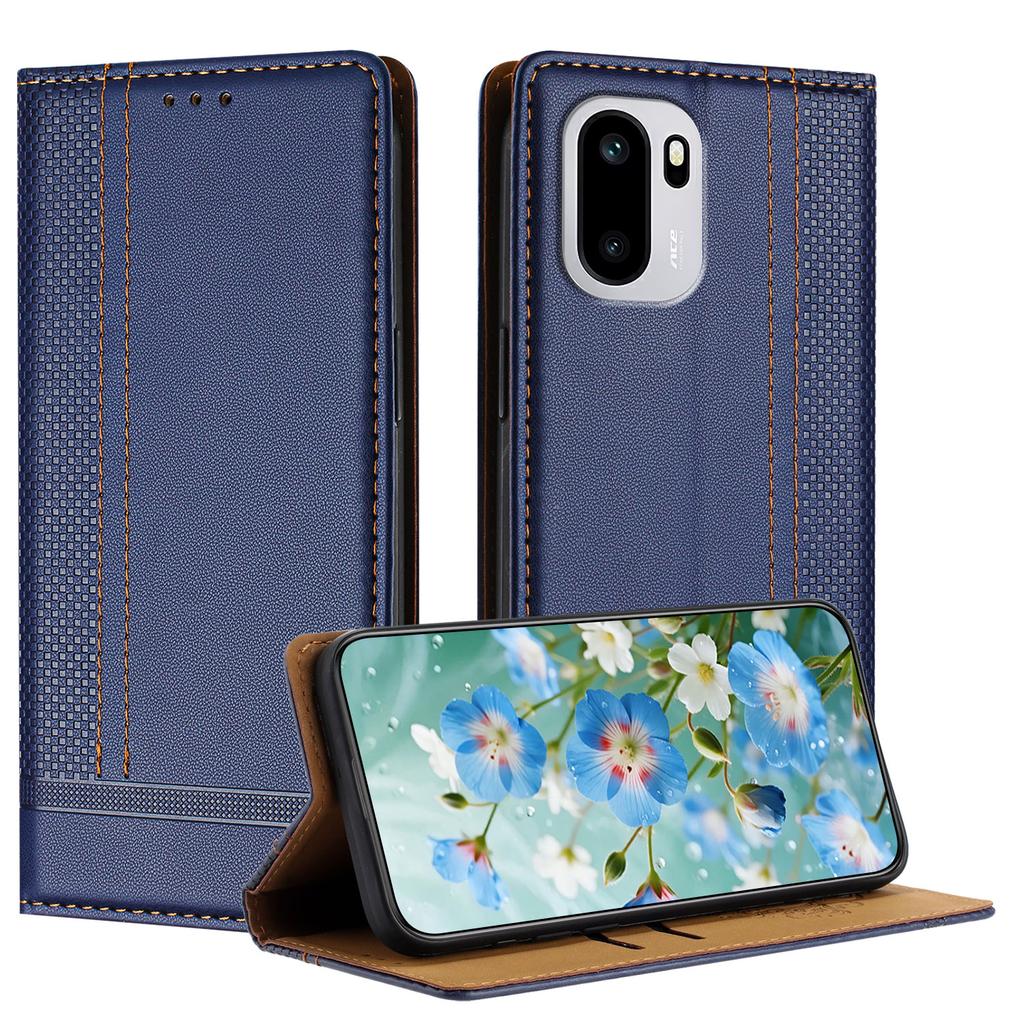 For OnePlus 15R 5G/Ace 6T 5G/Ace 6 5G Case L-Shaped Grid Pattern Leather Stand Phone Cover with Card Slots