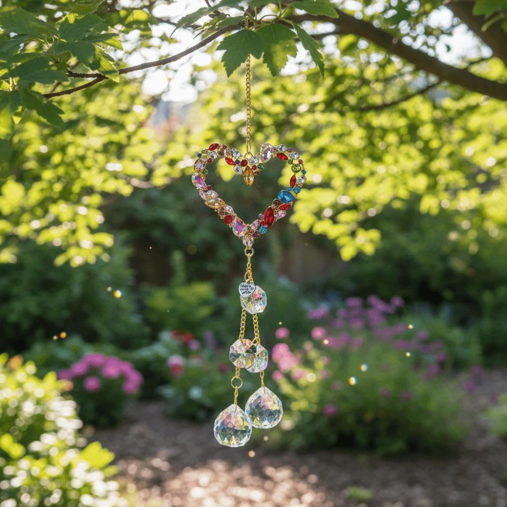 Creative Handmade Crystal Suncatcher Exquisite Reflective Heart Shape Crystal Pendant Sparkling Wind Chime Indoor Windows