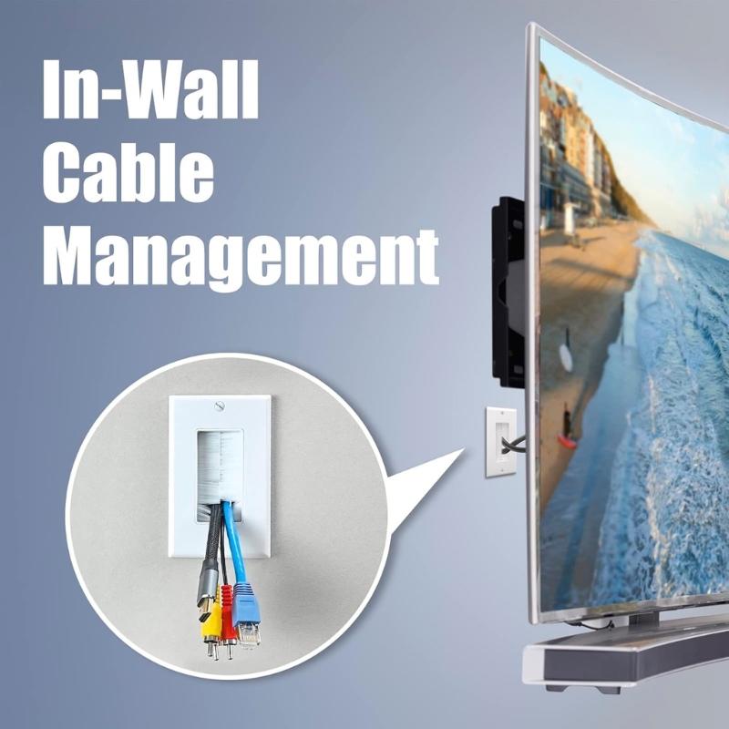 Dust Resistant Black Brush Wall Plate Cable Wall Plate For Wire in Wall Hider Cable Access , Wall Socket