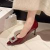 Fashion Comemore Fashion Pointed Toe Patent Leather Office Pumps Women Autumn Sexy High Heel Party Shoes Crystal Buckle Dress Pumps