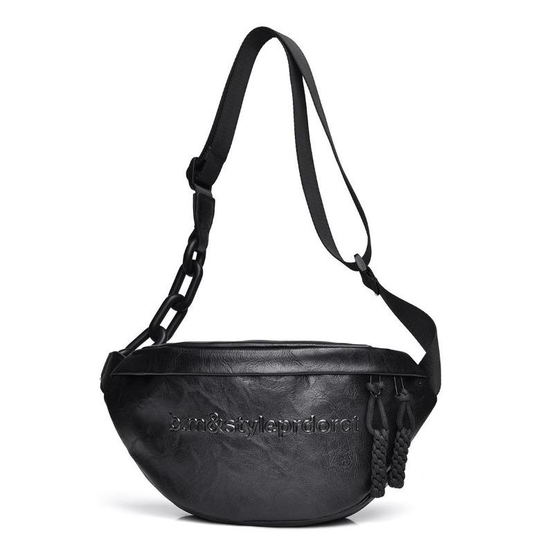 

Women Fashion Leather Fanny Pack Chain Decorated Crossbody Bag Trendy Waist Bag for Outdoor Activities