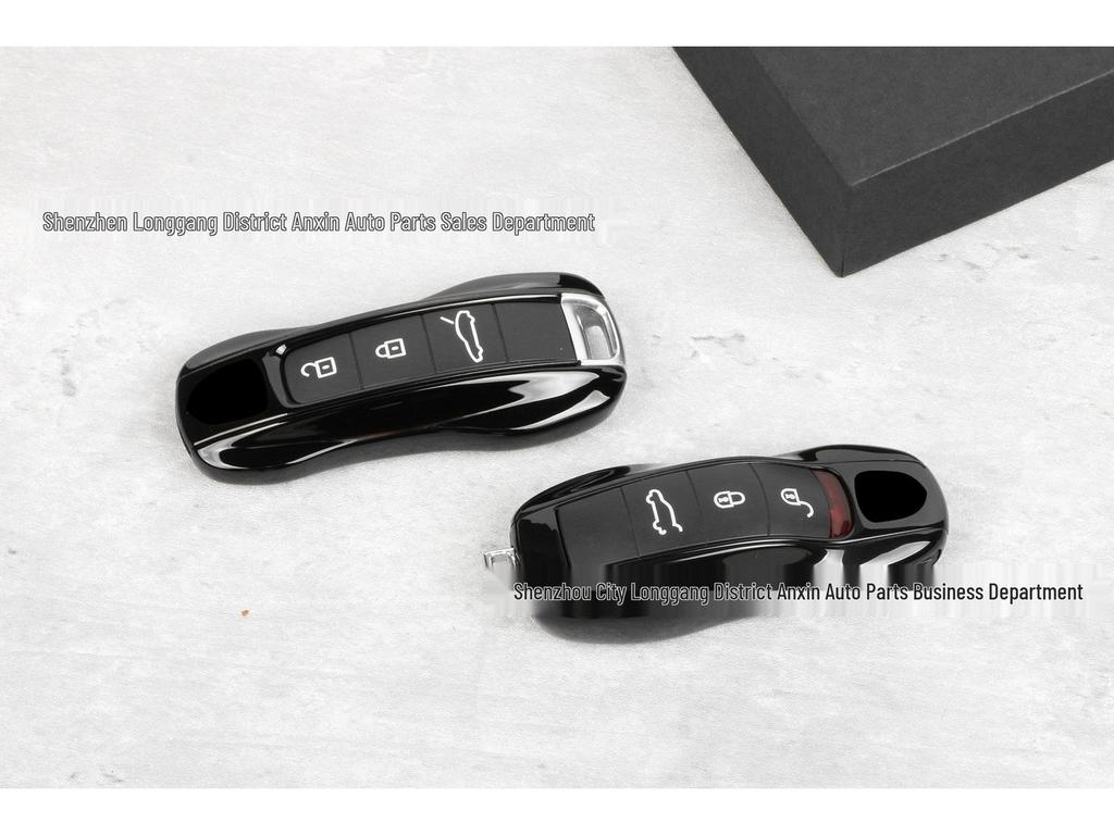 Czarna Jadeitowa Obudowa Kluczyka dla Porsche Macan, 718, Cayenne, Panamera, Taycan, 911