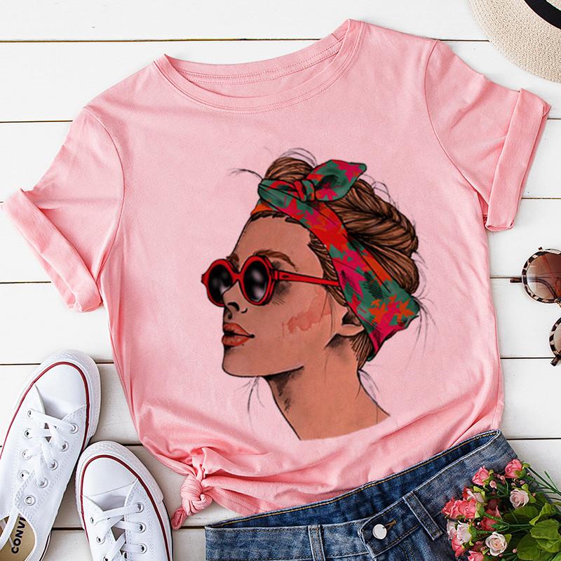 Yellow Plus Size T Shirt Women Summer Print Lady Casual T Shirt Tops Harajuku Streetwear