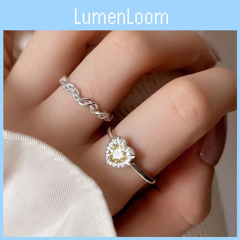 Beautiful Yellow Crystal Heart Ring For Women Stylish And Adjustable Copper Jewelry