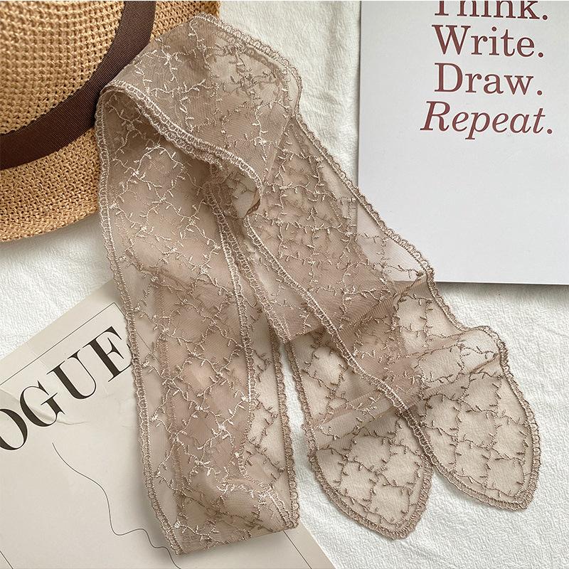 Korean temperament retro lace belt headband long ribbon decorative scarf ins small silk scarf necklace silk scarf women