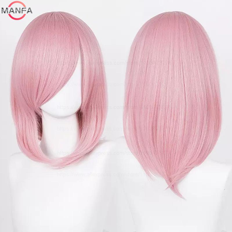 40cm Medium Basic Anime Cosplay Wig Bang Blond  Black White Red Pink Green Brown Gold Blue Heat Resistant Synthetic Hair Wigs