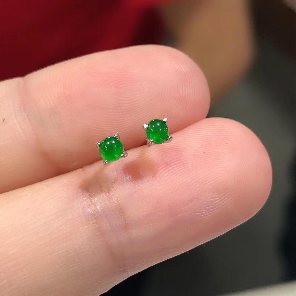 Designer'S Unique Creative  Inlaid Sun Green Chalcedony Egg Round Earrings Elegant Charm Retro  Jewelry