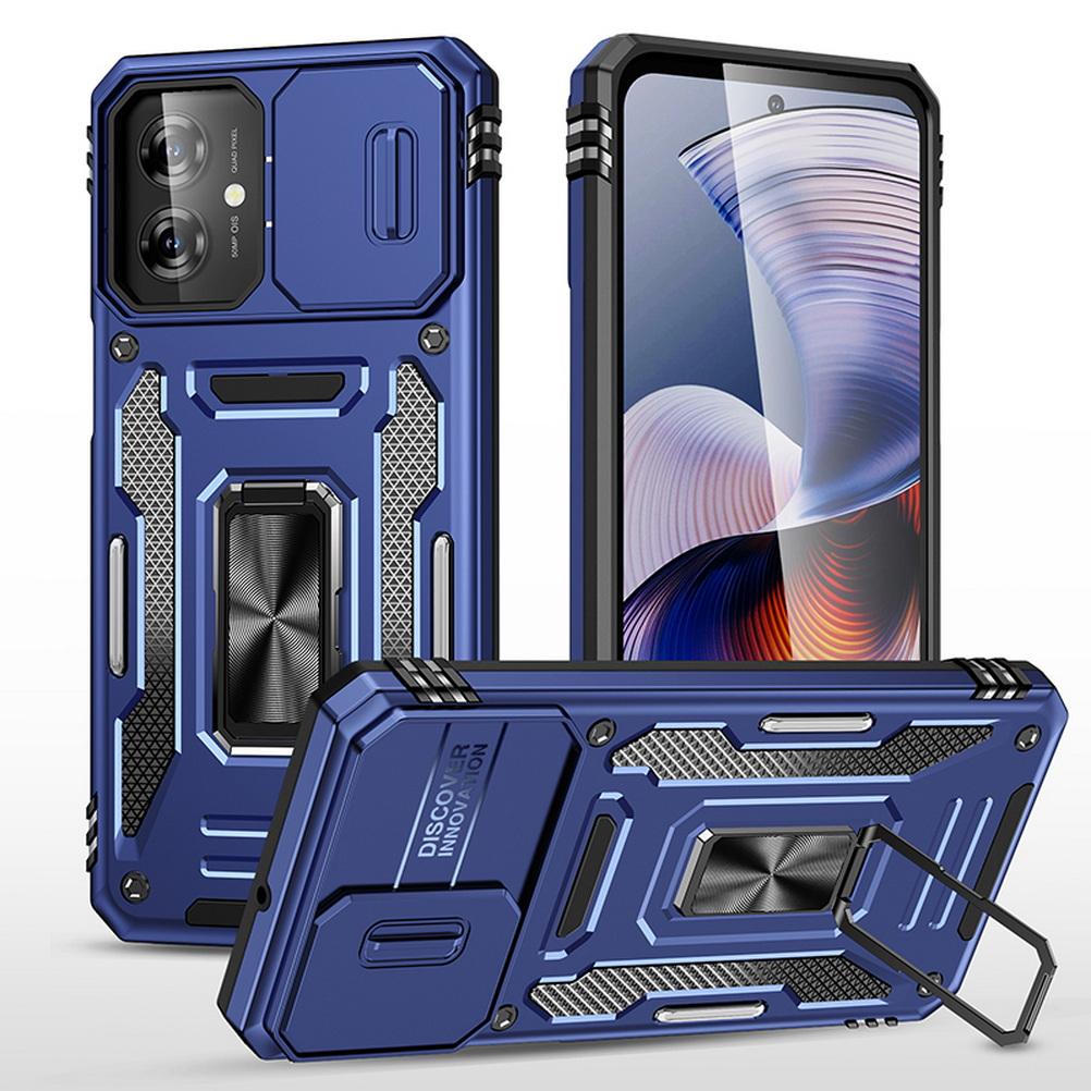 Slid Camera protect case for Moto G55 G84 G54 G24 Power G14 G04 G04S G53 G23 G13 E14 E13 G32 Armor Metal Ring Holder Stand Cover