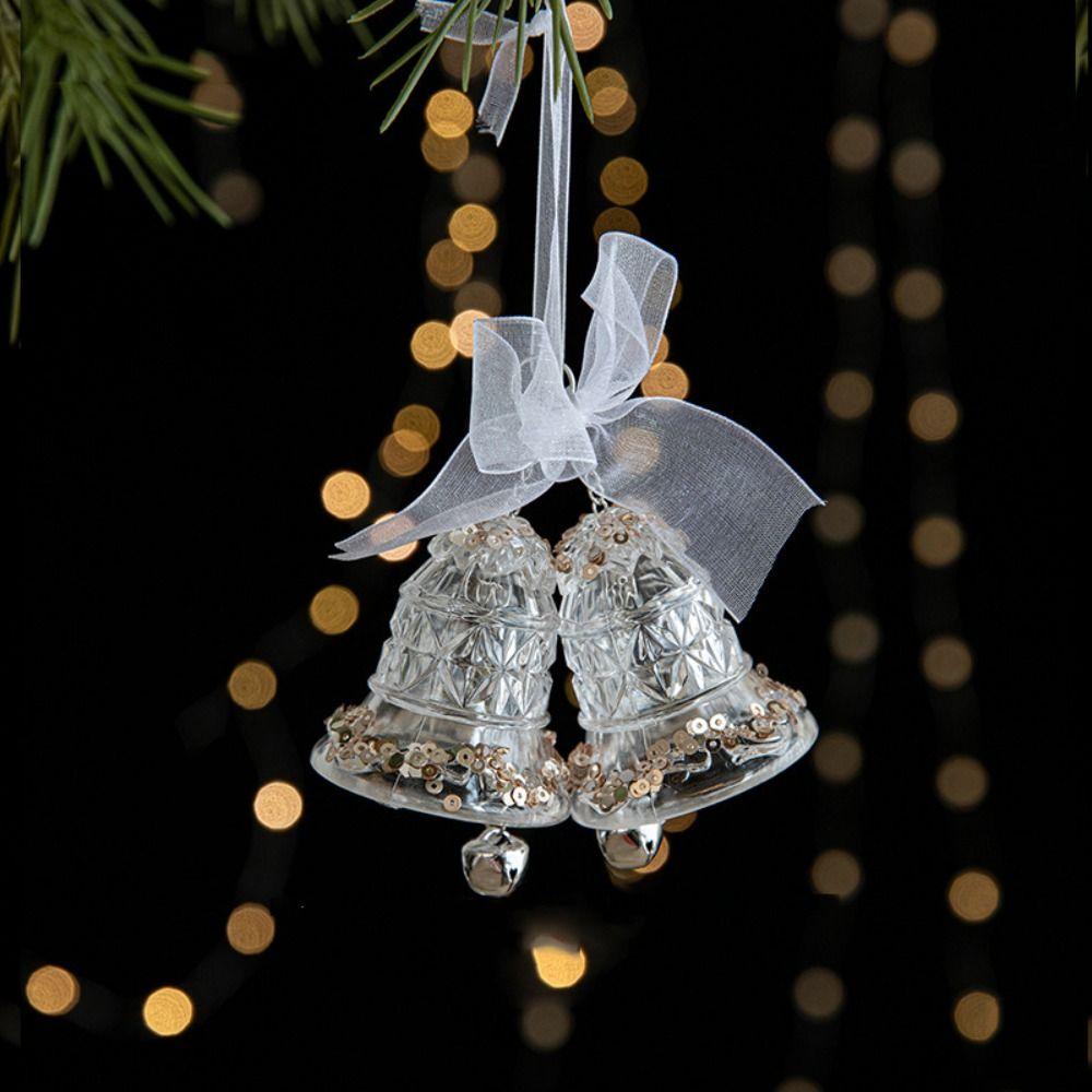 2pcs With Sequins Snowflake Hanging Ornaments Clear Christmas Tree Hanging Ornaments  Shopping Mall
