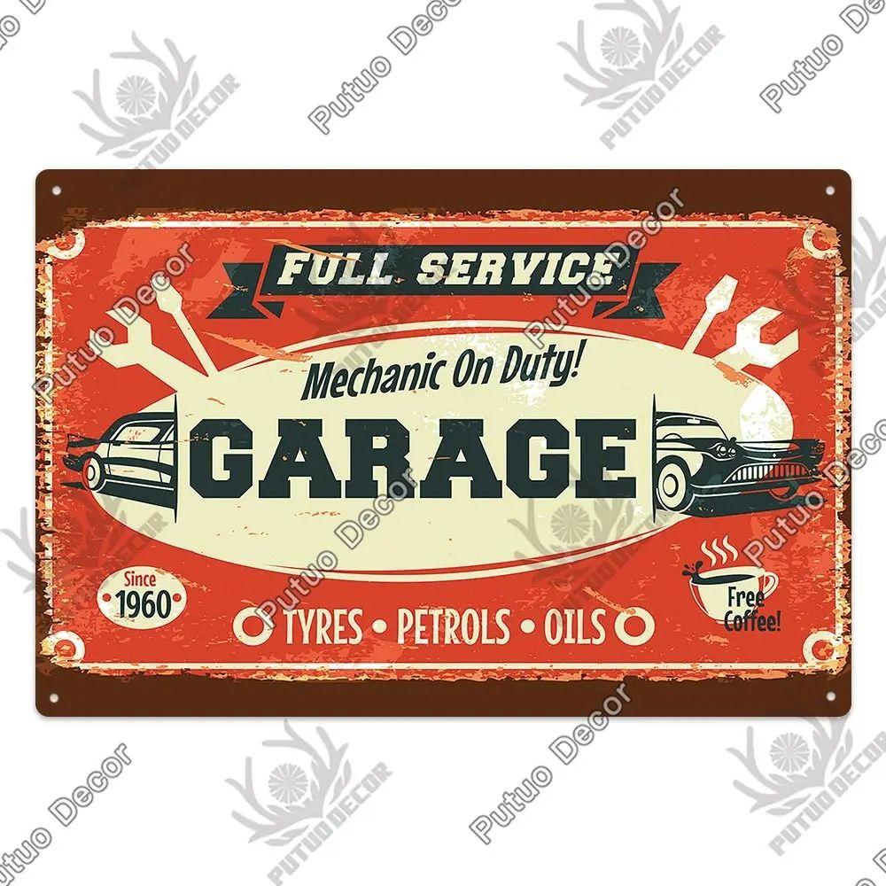 Metalowy Znak Ścienny Garage Bar, Tabliczka Dekoracyjna Wnętrza Samochodu 20x30cm