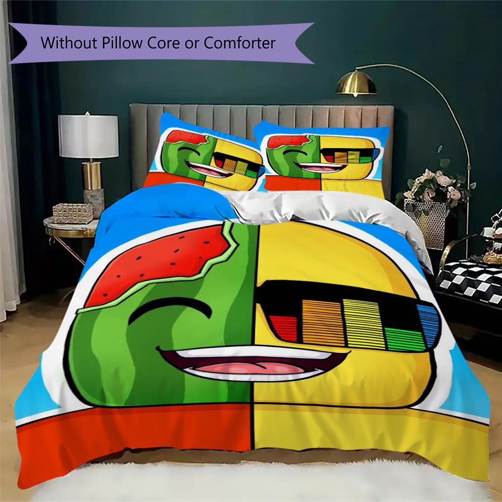 Sunny & Melon Pattern Bedding Uilt Set Uilt Cover Pillowcase Home Decoration Birthday Gift (1 * Duvet Cover + 2 * Pillowcase Without Core)185