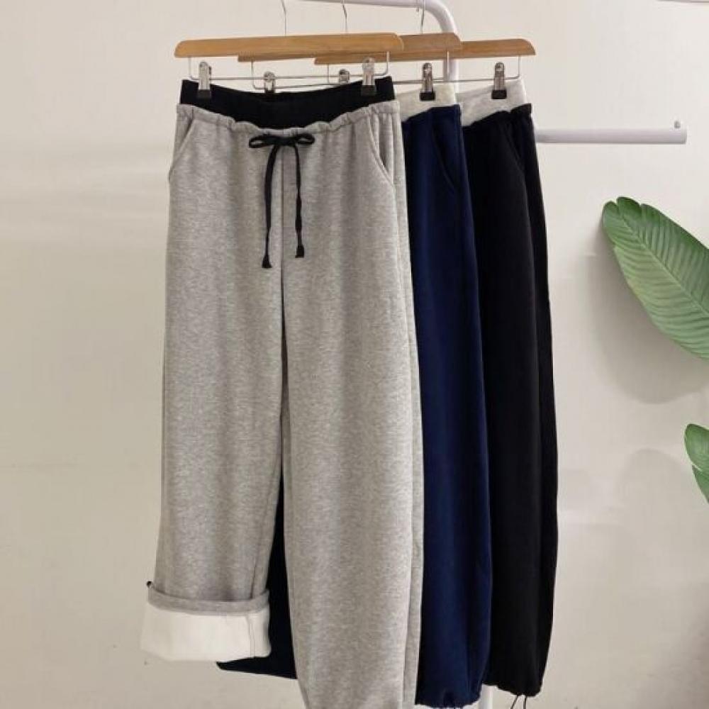 Honey J Unisex Fleece Wide Banding Two Way Jogger Pants 4color