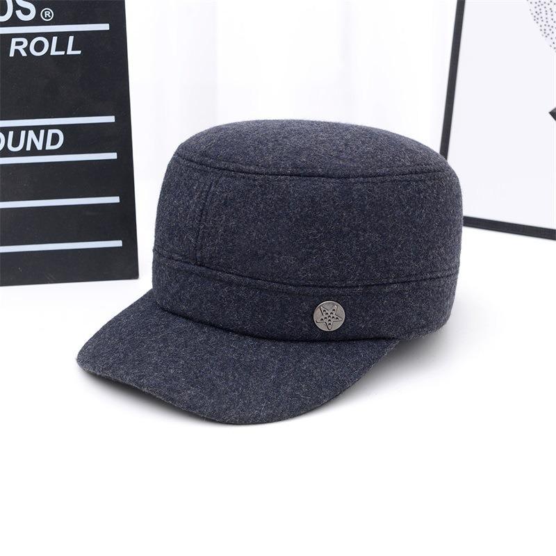 

Шапка Мужская флисовая утолщенная шляпа с плоским верхом Дедушка уличная шерстяная ветрозащитная и холодозащитная защита ушей теплая хлопковая шапка Adjustable - fleece