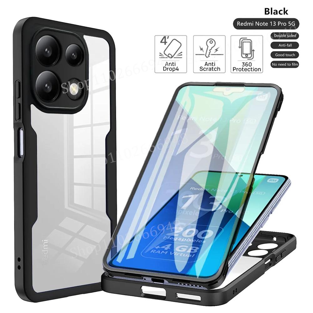 360 Full Cover Case For Xiaomi Redmi Note 13 14 12 11 10 Pro Plus 4G 5G Shockproof Clear Front Back Body Coverage Cover Carcasa