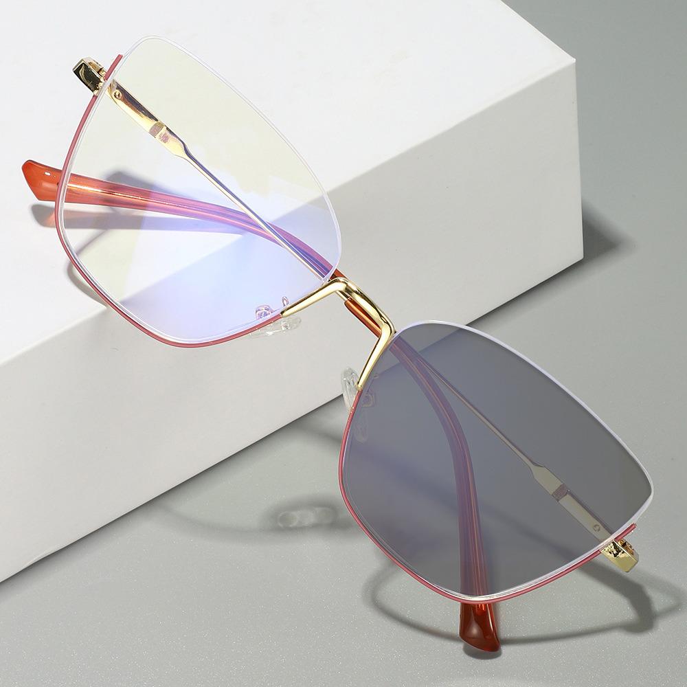 New Style Photochromic Anti-Blue Light Cat Eye Half-Frame Glasses with Metal Spring Hinges