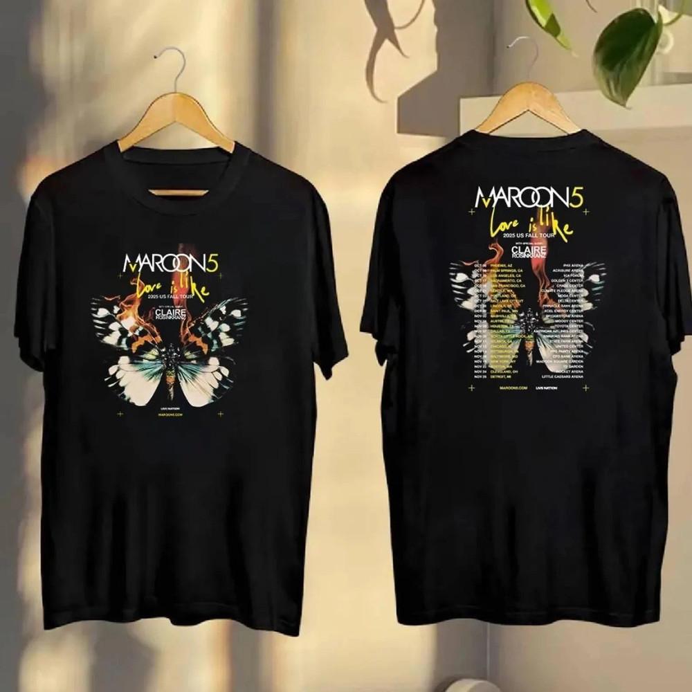 Maroon 5 Love is Like 2025 Us Fall Tour Double Sided HOT T-shirt