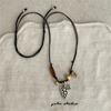 Stylish Alloy Accent Necklace With Sliding Closure Braided Cord and Natural Wood Materials