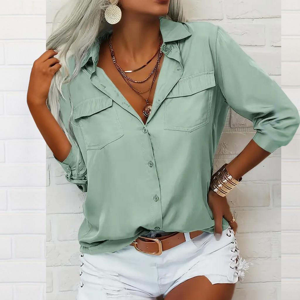 

Длинные рукава льняные рубашки для женщин застегиваются на пуговицы свободные однотонные блузки легкие повседневные туники с лацканами XXL