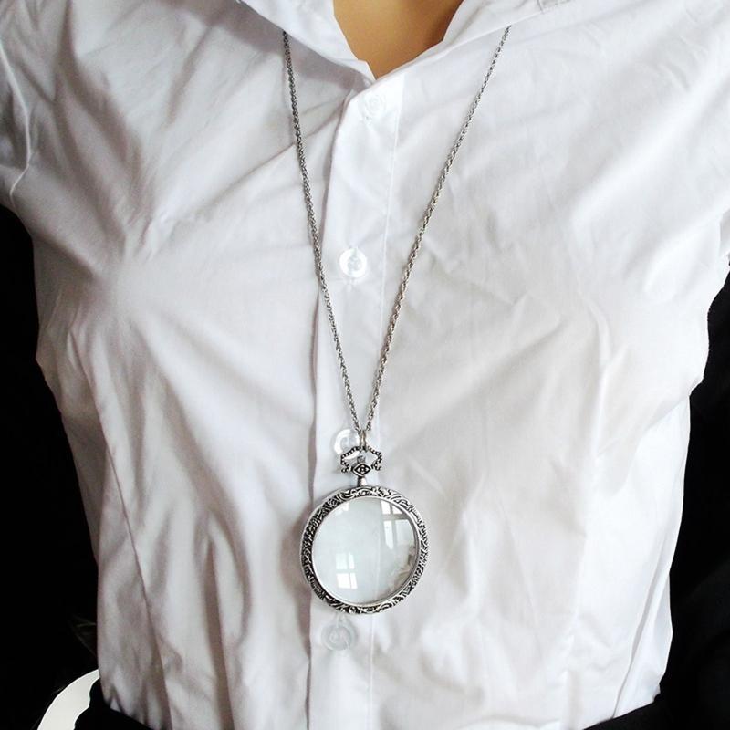 Women 3X Magnifier Necklace Pendant Magnifying Glass Necklace Pendant Hanging Magnifying Glass Chain Vintage Reading top sale