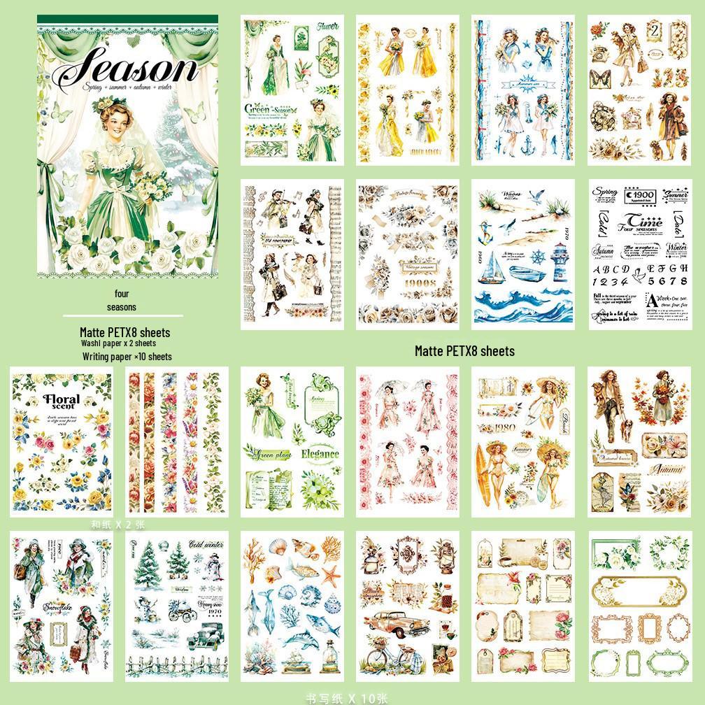 Cross-Border Pet Sticker Pack: European & American Alice Art for Junk Journals & Collages