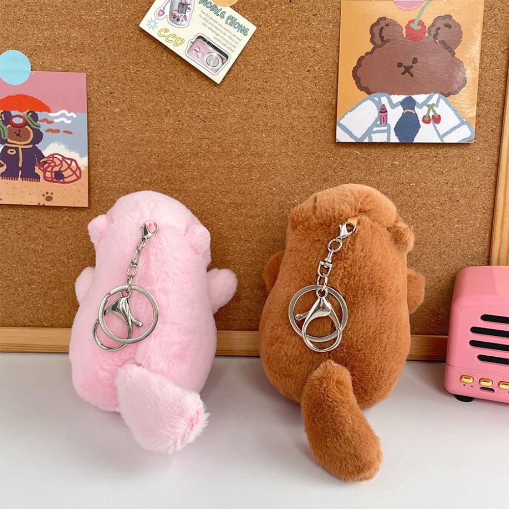 Soft Stuffed Tail Wagging Capybara Keyring Kawaii Capybara Doll Pendant  Kids Toy Gift