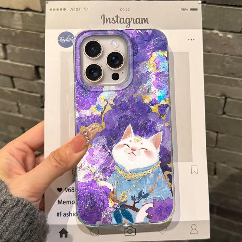 

Роскошные цветы Счастливый кот Девушки Женщины Чехол для телефона для Apple iphone 16pro 15 16 14 13 Pro Max 16e 12 11 7 8 Plus XR SE Fundas Чехол iPhone 12 pro белый
