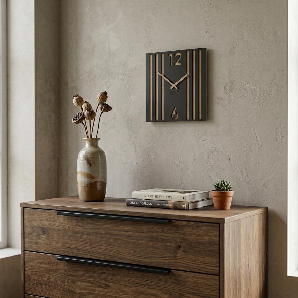 Black Wall Clock for the Living Room Lamele 30 Cm