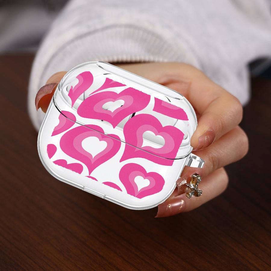Clear Earphone Cases Cover With Hook Case For Samsung Galaxy Buds 3 FE 2 4 Pro 2Pro 3Pro 4Pro Live Cute INS Pink Love Heart