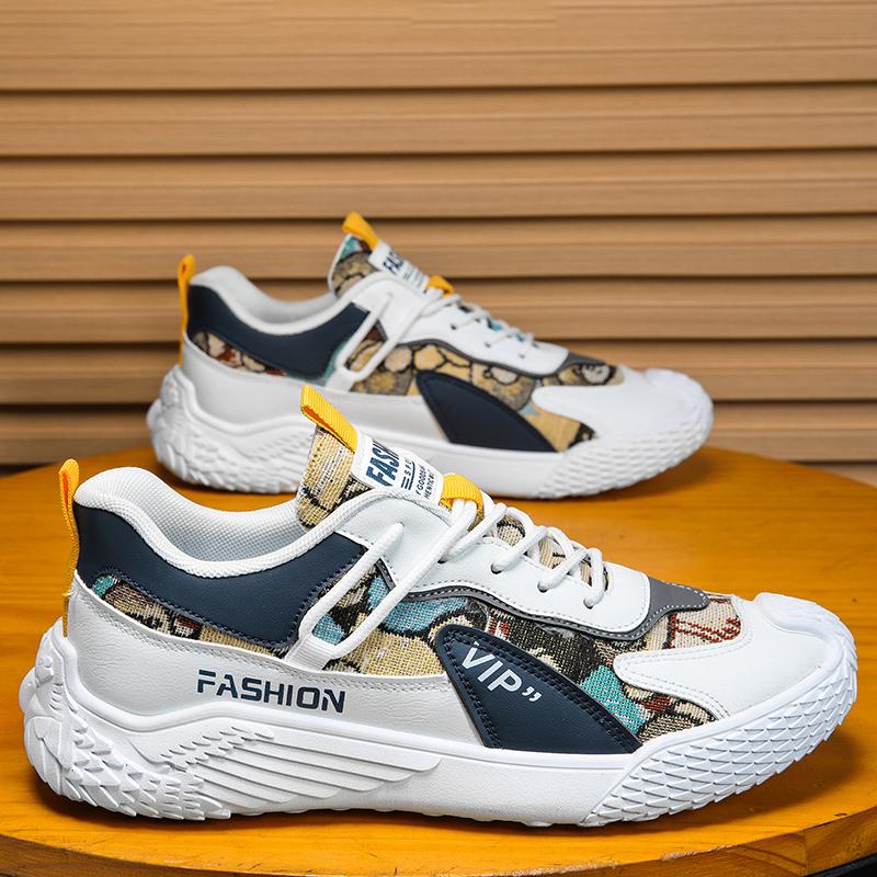 New Color Matching Canvas Light Running Shoes Lace-up Non-slip Sports Shoes Students Breathable Men's Casual Shoes