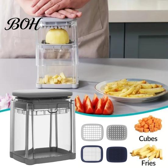Vegetable Cutter for Potato French Fry Cutter, with Large-Capacity Visible Box, Stainless Steel Blades Kitchen Slicer Quick Press Cutting Tool,