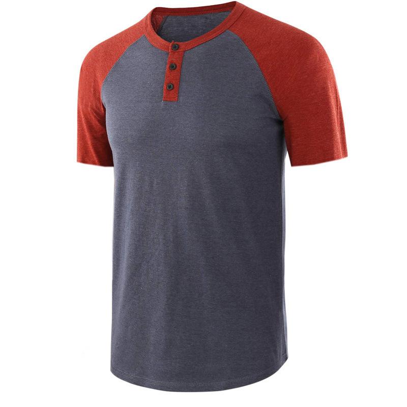 Short Sleeve T-Shirt Men'S, Large Size Custom Casual Loose Henry T-Shirt