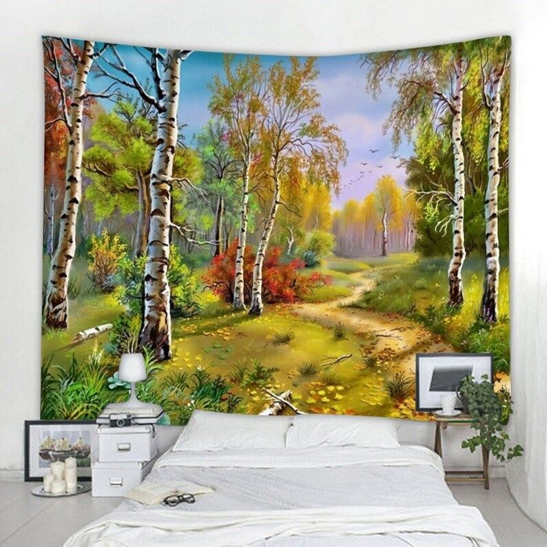 Birch tapestry nature art 75x100