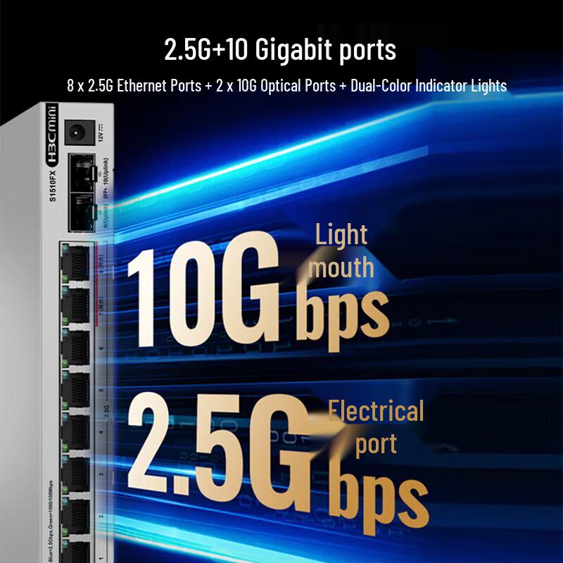 H3C Mini S1510FX 10-Port 2.5G Managed Network Switch