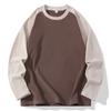 Autumn New Men's Patchwork Hoodie Men's High-quality Mousse Fleece Hoodie Color Blocked Round Neck Long Sleeved T-shirt