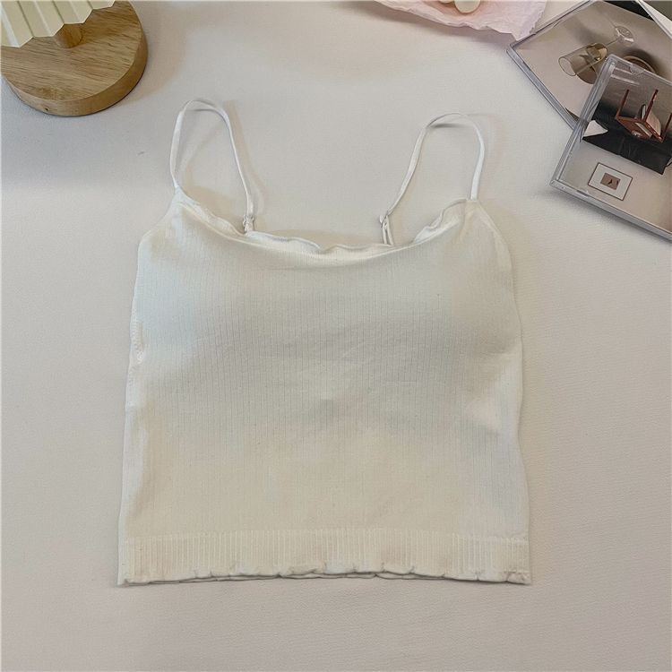 

Fixed Cup Ruffled Bandeau Underwear For Women Niche Slimming Slim Fit Base Layer Beautiful Back Camisole Cotton Vest Thin M
