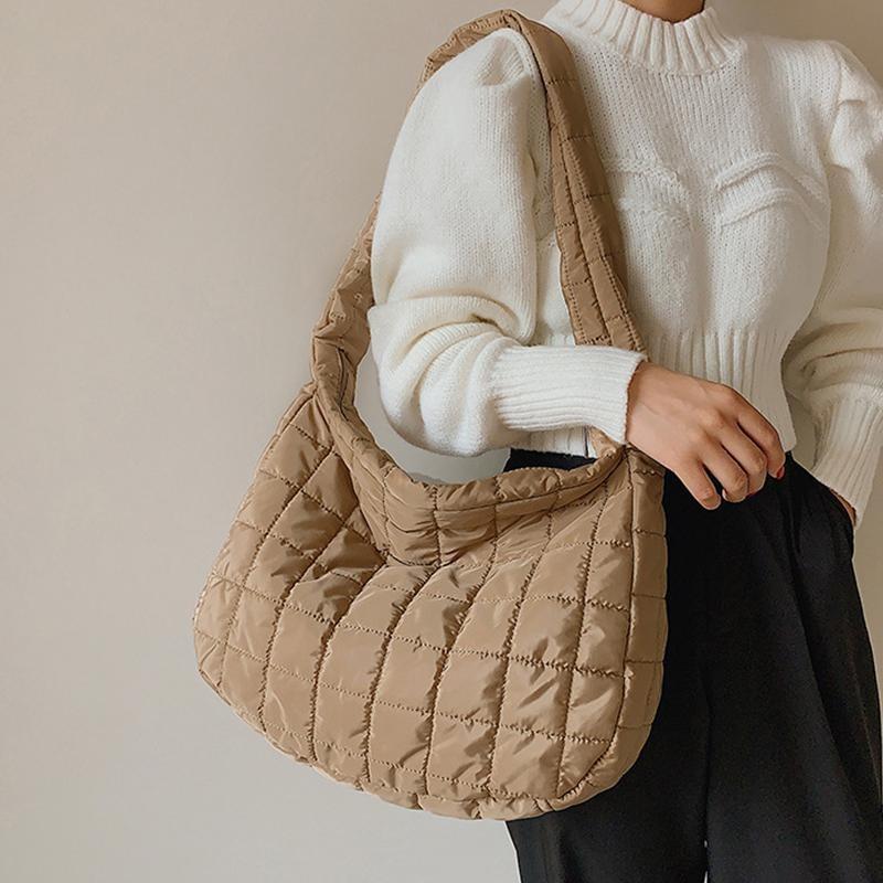 Winter Space Cotton Shoulder Bag Female Large Capacity Dumpling Bag Fashion Padded Crossbody Bag Luxury Lady Down Tote