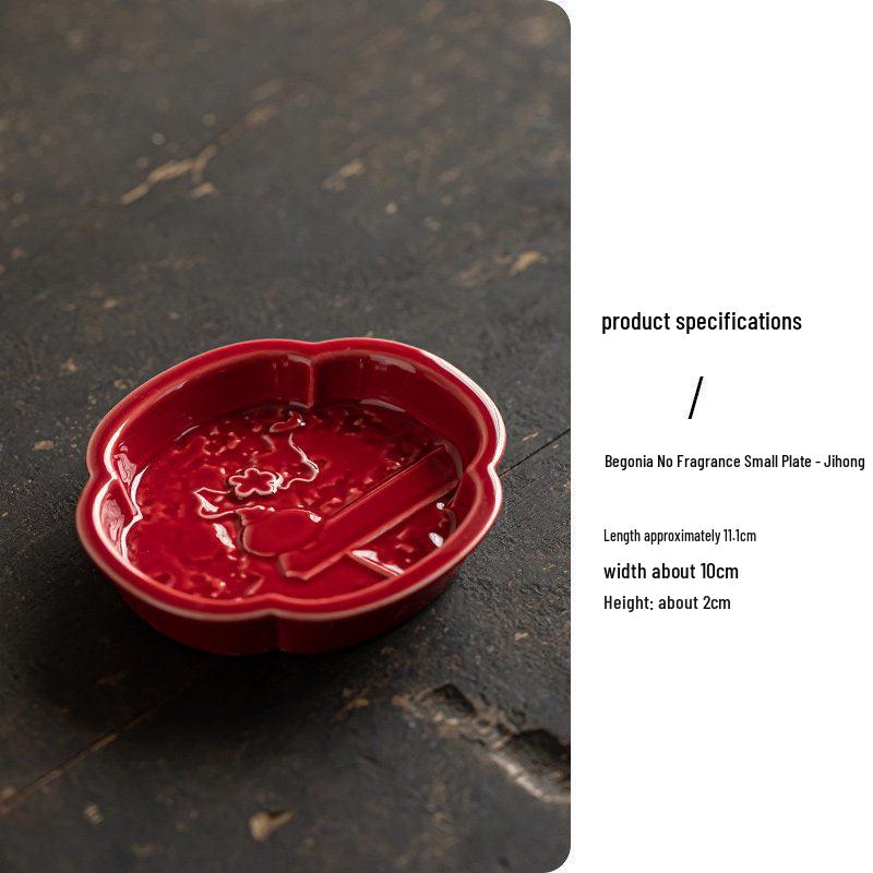 Red Ceramic Dessert Plate: Retro Chinese Pastry & Fruit Display Dish