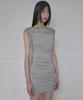 Peulleeoeob Asymmetrical Draped Strap Roll-Up Dress (Fl-171_Gray)