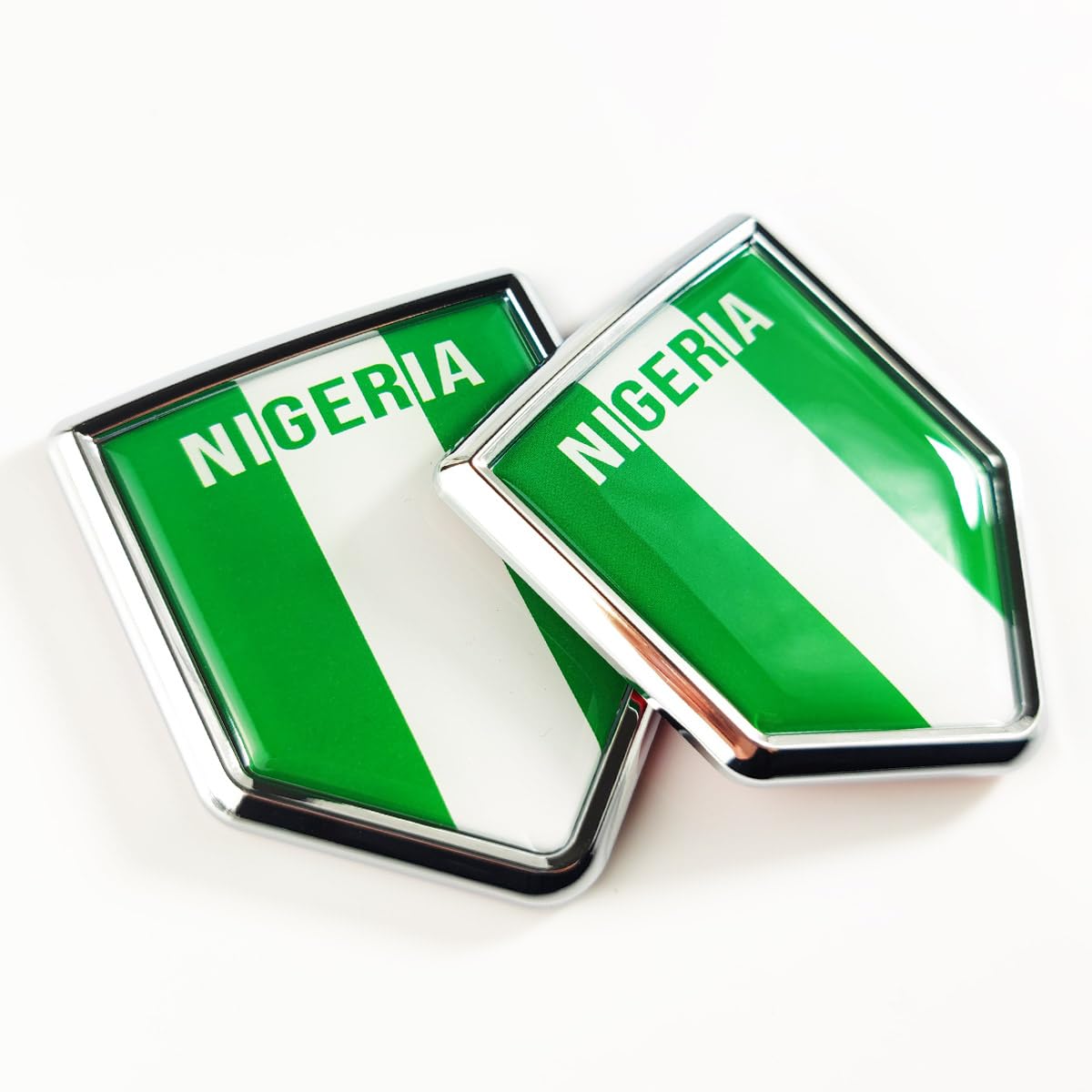 

Newperlite Nigerian Flag Decal Sticker Car Emblem Nigerian Flag Car Decoration Accessories Chrome Shield for Truck Vehicle 2 Pack 2 x 2.4 Inches