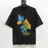 Sunflower Ukraine Flag Butterfly Ukrainian Flag T Shirts Washed Cotton TShirt Vintage for Men Women Streetwear Printed Tees