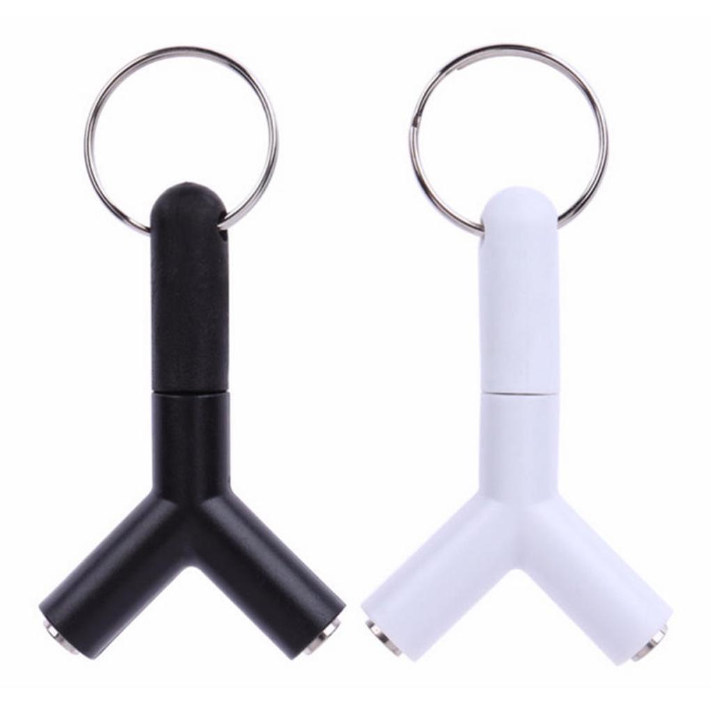 Divisor em Y de 3,5 mm Fone de Ouvido Jack Duplo Adaptador de Áudio Feminino Design de Chaveiro