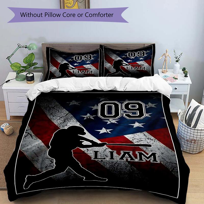 

3pcs Baseball Legend Print Cover Set Ultra Soft, Breathable 135x200cm