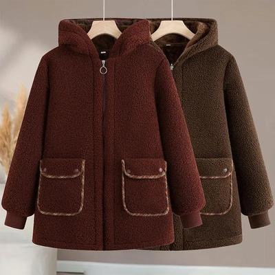 Mother's Autumn and Winter Clothes Lamb Fleece Padded Jacket Women's Women's Plus Velvet Thick Granular Fleece Padded Jacket