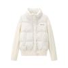 New gentle sweet girl style apricot polka dot splicing knitted cotton-padded jacket with stand-up collar versatile warm schoolgirl cotton-padded jacke