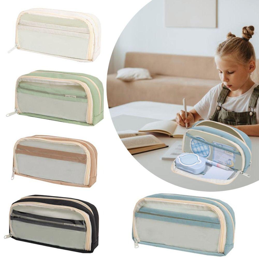 

Large Capacity Pencil Case Multi-layer Stationery Storage Pouch New Pen Bag синий
